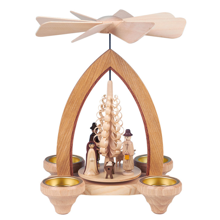 German Christmas Nativity TeaLight Pyramid – alternate view of the Christmas pyramid