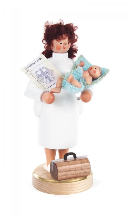 Midwife with Newborn Baby German Smoker – German Christmas smoker by Eva Beyer