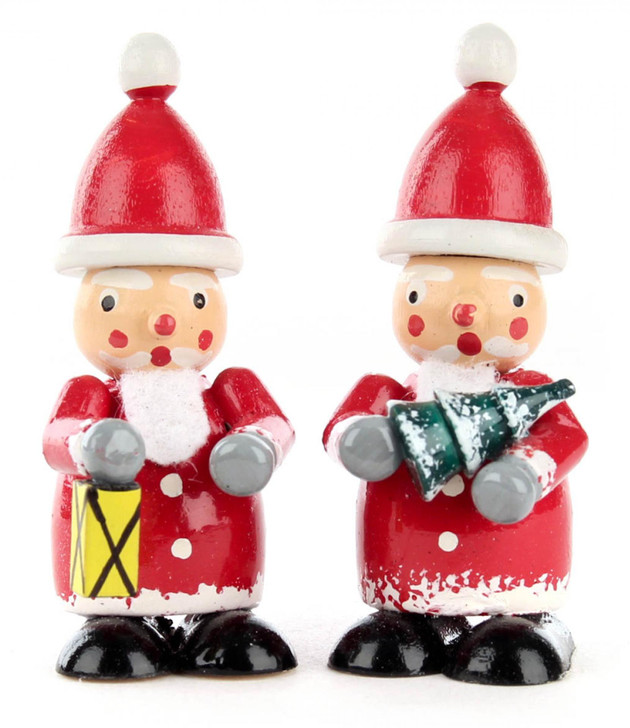 Pair Santa Wooden Lantern Tree German Figurines – Christmas ornament by Rudolf Gröschl