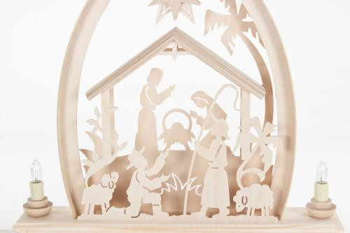 Nativity Village German Schwibbogen Candle Arch – alternate view of the Christmas light arch