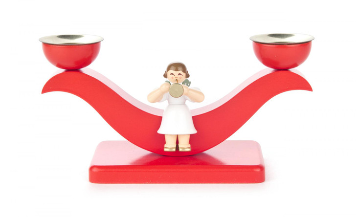 Small Red Angel Trumpet Candleholder – wooden candleholder