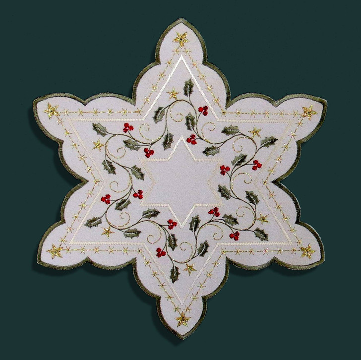 German Table Topper Holiday Holly STAR