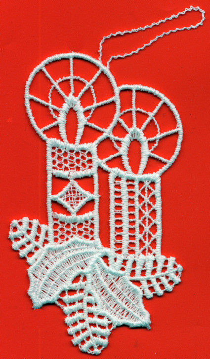 German Lace Christmas Two Candles Ornament – Christmas ornament by Funke Stickerei GmbH