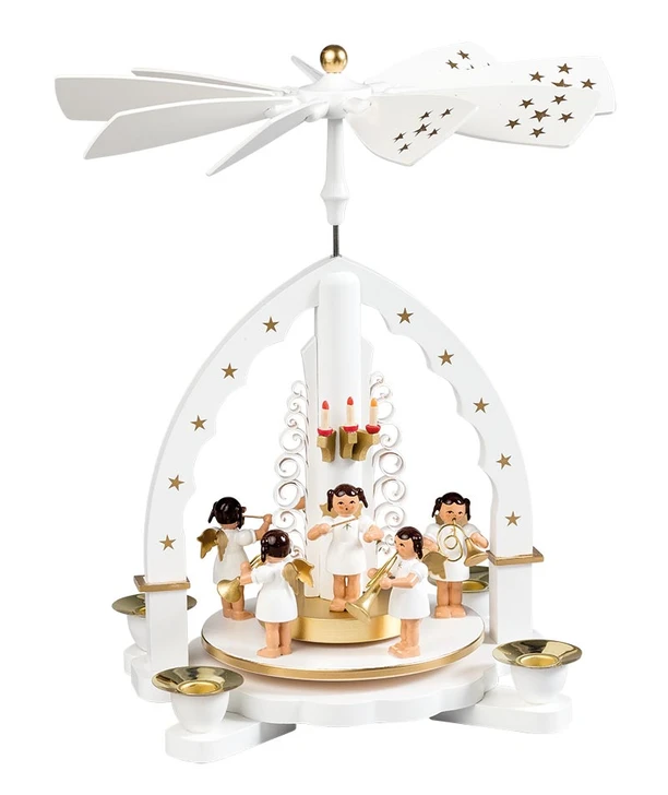 White Musical Orchestra Angels Carousel Pyramid – Christmas pyramid by Richard Glaesser