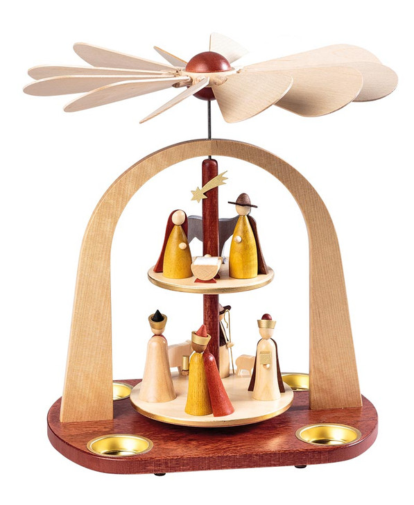 Christmas Modern Two Level Nativity Carousel German Tealight Pyramid – Christmas pyramid by Richard Glaesser