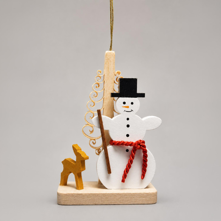 Snowman Tree Deer Christmas German Ornament – alternate view of the Christmas ornament