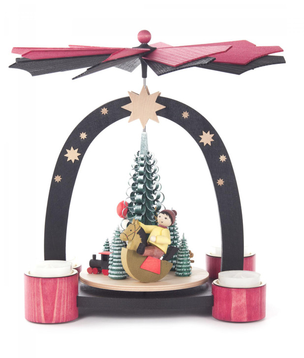 Kids Rocking Horse Tree German Red Black Pyramid PYD085X897