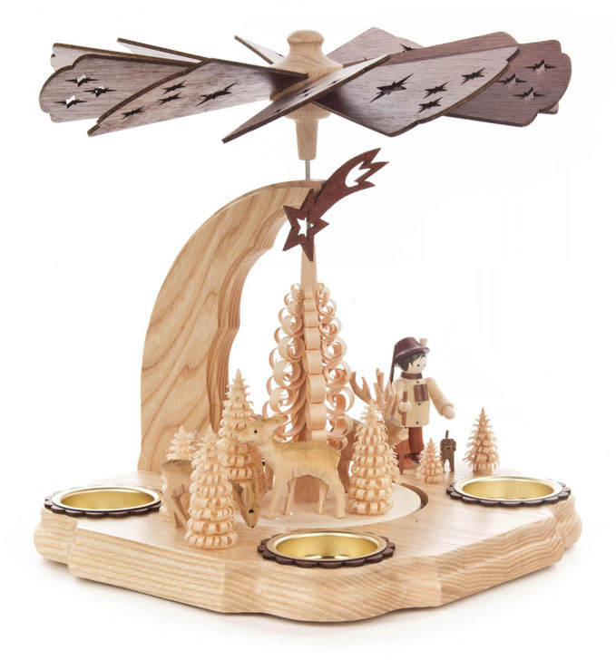 Forest Walk Hiker German Tealight Pyramid – alternate view of the Christmas pyramid