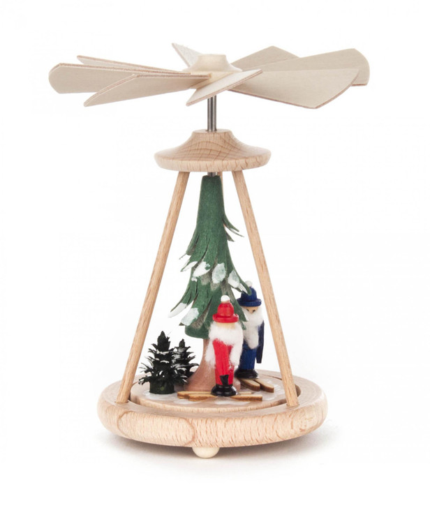 Miniature Pyramid Santa Ski Forest Skier | Warm Air Pyramid – Christmas pyramid by Herbert Thiele Nachf
