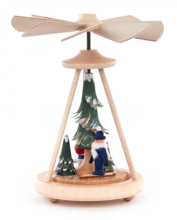 Miniature Pyramid Santa Ski Forest Skier | Warm Air Pyramid – alternate view of the Christmas pyramid