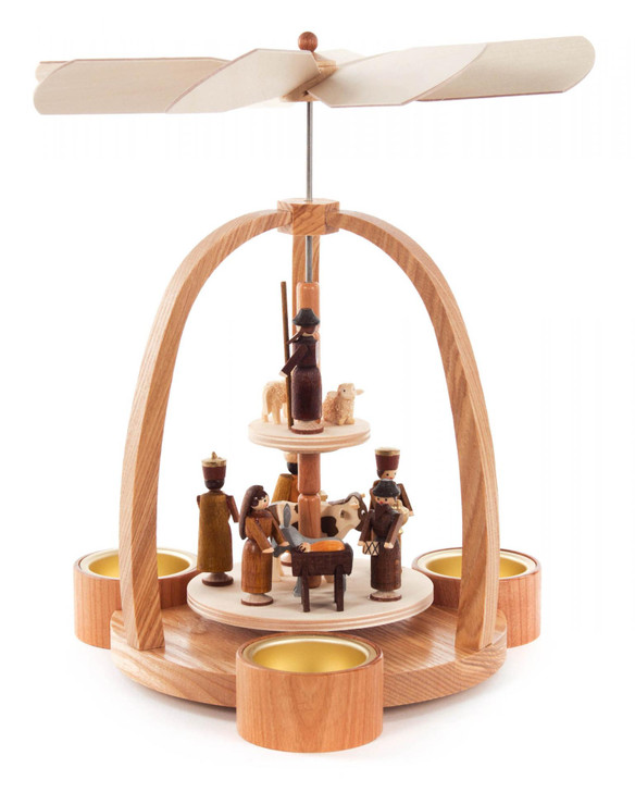 Christmas Natural Nativity Tealight Pyramid | 9 Inches Tall – Christmas pyramid