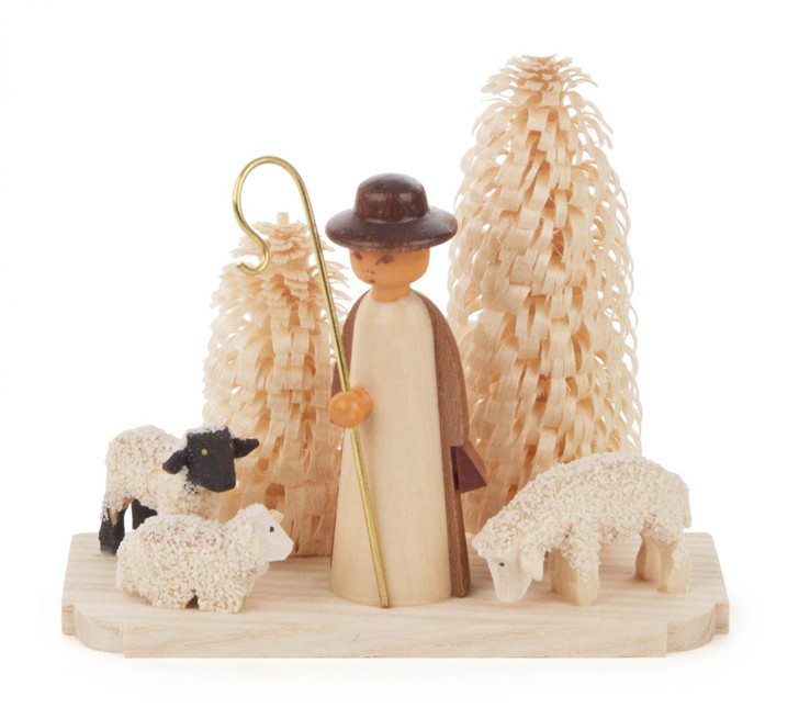 Wooden Shepherd Sheep German Figurine  FGD074x470x1N