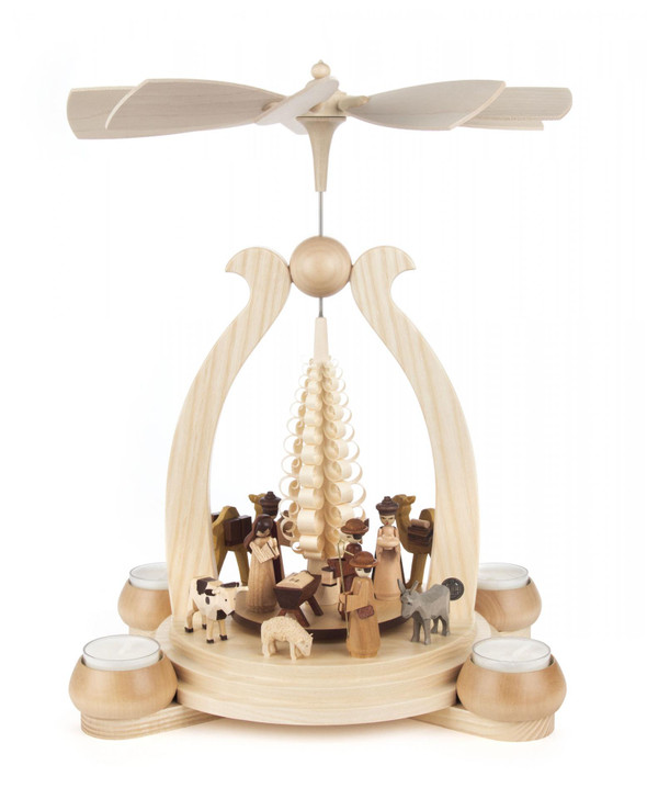 German Christmas Natural Nativity Figurines TeaLight Pyramid – Christmas pyramid