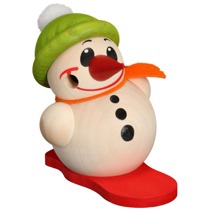 MINI Snowman with Snowboard German Smoker – German Christmas smoker by Seiffener Volkskunst eG