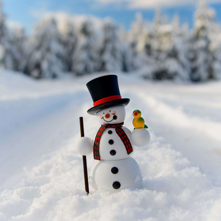 Happy Snowman with Bird German Smoker | 5.9 Inches Tall – alternate view of the German Christmas smoker