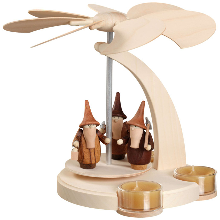 Pyramid Natural Gnomes German Tealight Carousel – Christmas pyramid by Seiffener Volkskunst eG