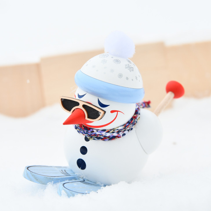 MINI Snowman Skiing German Smoker Incense Figure – alternate view of the German Christmas smoker