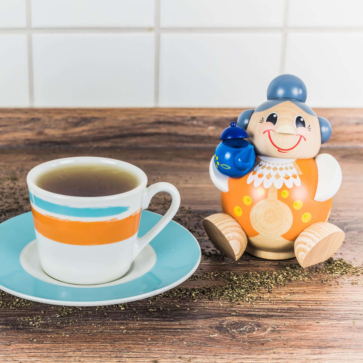 Miniature Happy German Smoker Incense Figure Grandma Teapot – alternate view of the German Christmas smoker