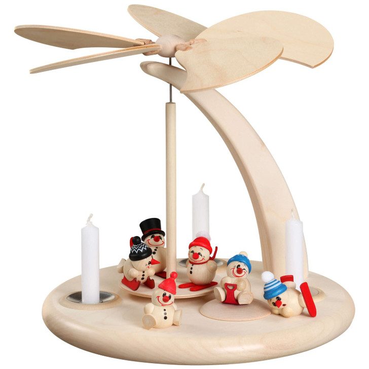 Pyramid Snowman Winter Sports Natural Carousel – Christmas pyramid by Seiffener Volkskunst eG