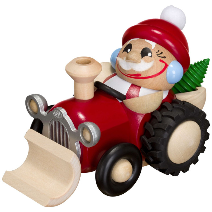Chunky MINI Santa on Tractor German Smoker Incense Figurine – German Christmas smoker by Seiffener Volkskunst eG