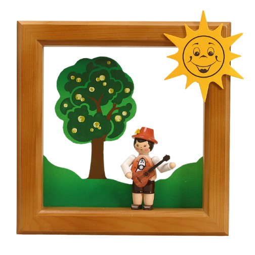 Summer Boy Musical Framed Scene – German handcrafted gift by Zeidler Holzkunst GmbH