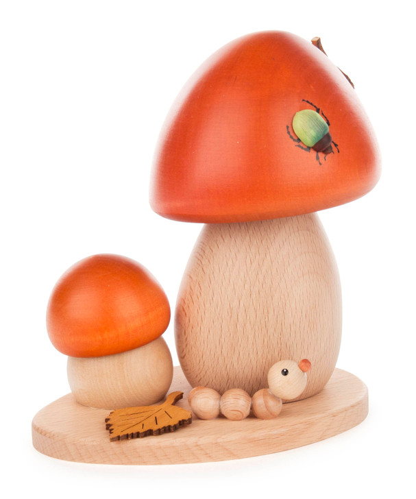 Two Red Cap Mushroom German Smoker with Bugs – German Christmas smoker by Kuhnert GmbH