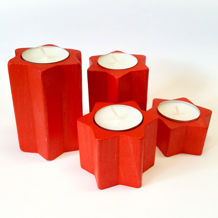 Star Shaped Candle Holder Collection – alternate view of the wooden candleholder