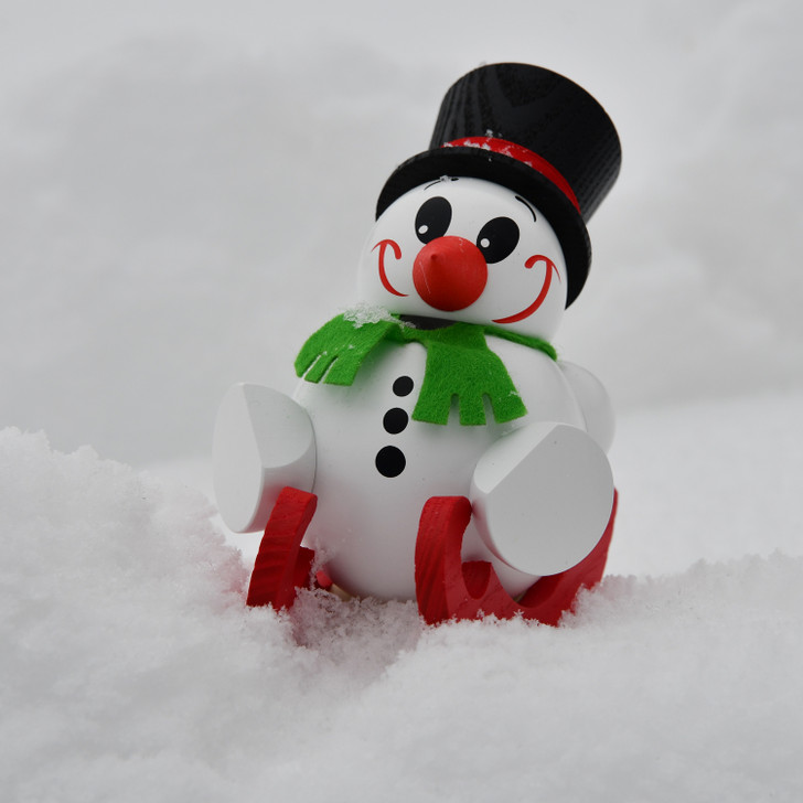 MINI Snowman on Sled German Smoker Incense Figure | 4 Inches | 10cm – alternate view of the German Christmas smoker