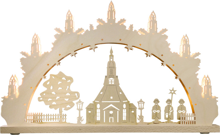 Seiffen Church and Carolers Scene - German Arch Lamp - Schwibbogen – Christmas light arch by Weigla