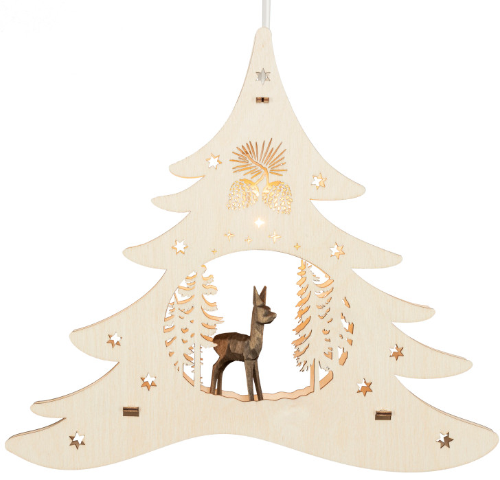 Carved Deer Scene - German Tree Lamp – Christmas light arch by Weigla