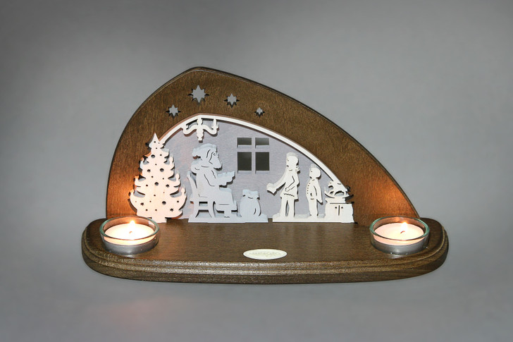 Santa Tealight Holder - German Arch - Schwibbogen – alternate view of the wooden candleholder