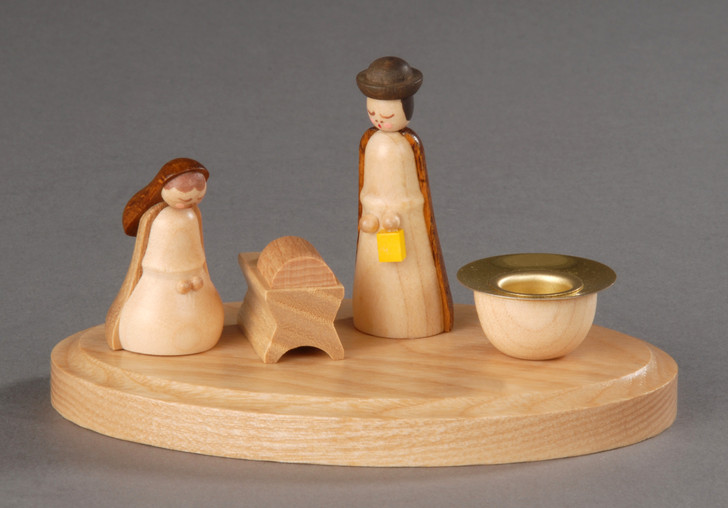 Birth of Christ Wooden Candleholder – alternate view of the wooden candleholder