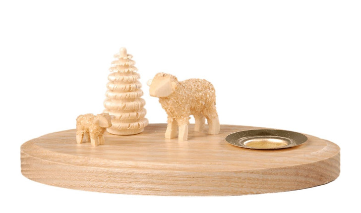 Sheep Family Wooden Candleholder