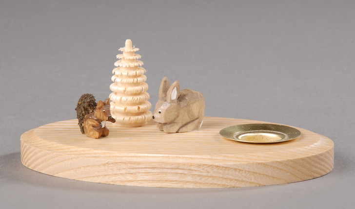 Squirrel and Rabbit In the Forest Wooden Candleholder – alternate view of the wooden candleholder