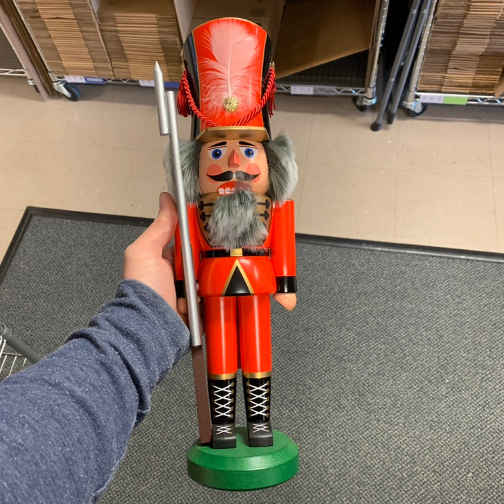 German Soldier Nutcracker in RED - Bump and Scratch – alternate view of the German nutcracker