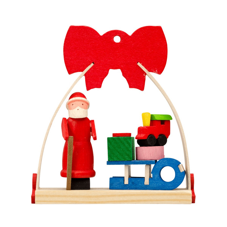 Ornament Bow Arch - Santa Claus Sled of Gifts – Christmas ornament by Graupner Holzminiaturen