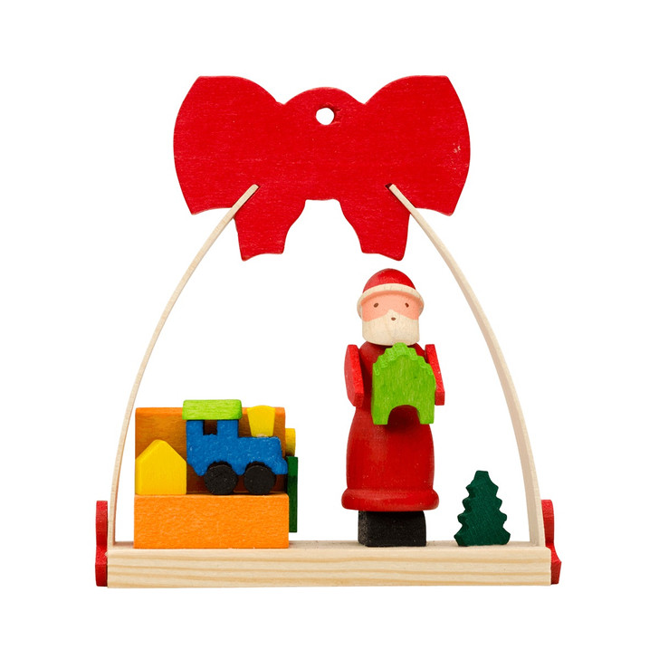 Ornament Bow Arch - Santa Claus with Toy Box – Christmas ornament by Graupner Holzminiaturen