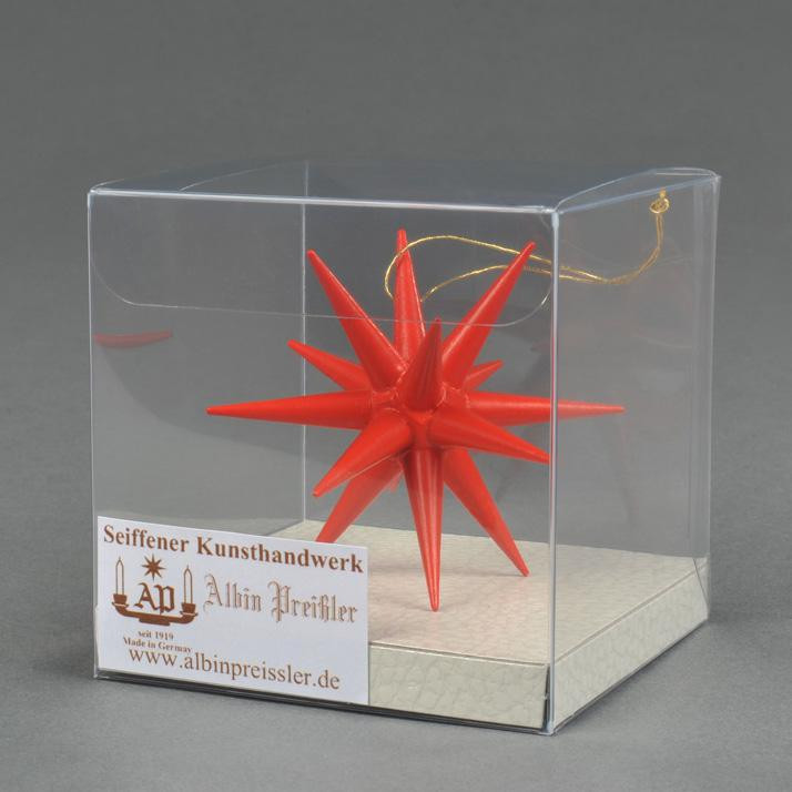 Poinsettia Wood Pointy Star German Ornament 10cm - Sold Individually – detail view of the Christmas ornament