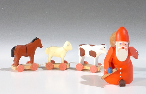 Santa with Animals | Small Wooden German Set – alternate view of the Christmas ornament