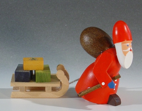 Santa with Sled | Small Wooden German Set – alternate view of the Christmas ornament