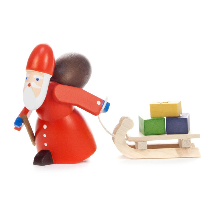 Santa with Sled | Small Wooden German Set – Christmas ornament by Volker & Heiko Flath