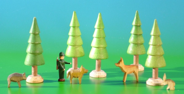 Wooden German Forest Village Figurine Set – Christmas ornament by Volker & Heiko Flath