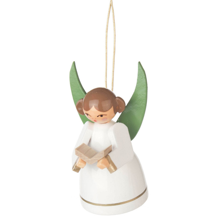 German Ornament White Angel Singing Set – detail view of the Christmas ornament
