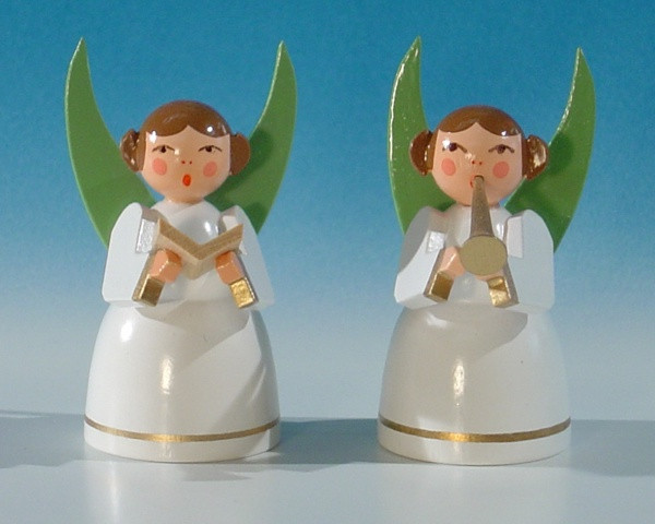 German Painted White Angel Figurine Set – Christmas ornament by Volker & Heiko Flath