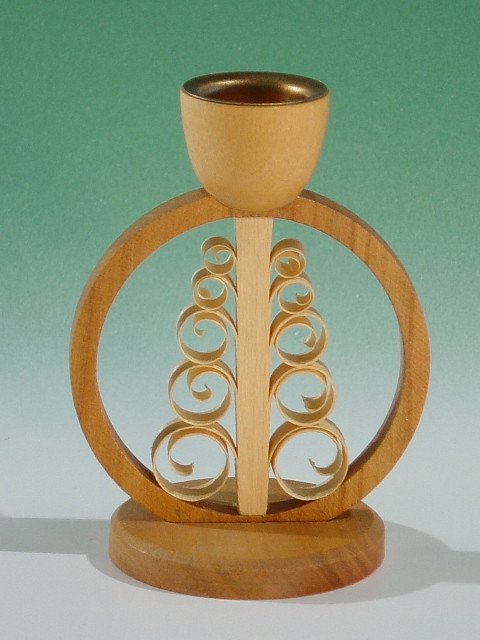 Shaved Tree Circular Candleholder – alternate view of the wooden candleholder