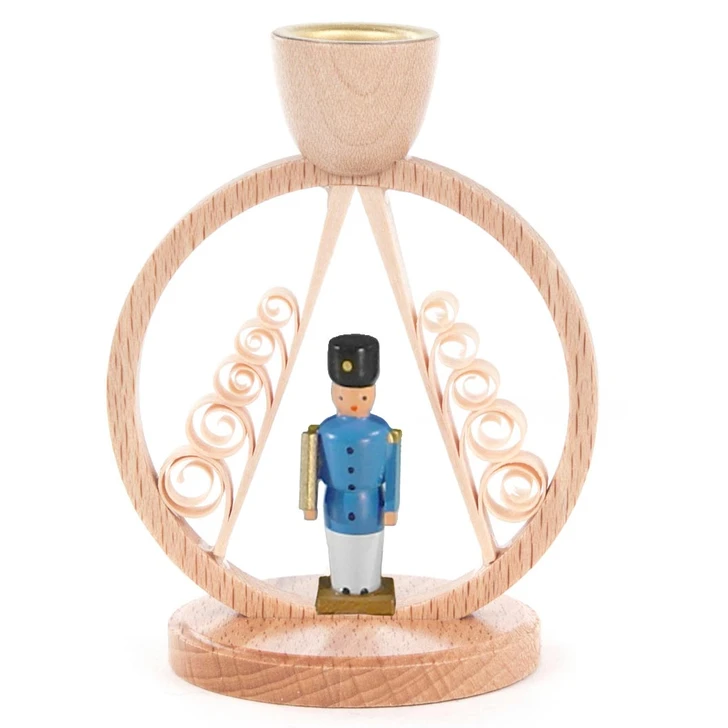 Blue Nutcracker Under A Shaved Tree Candleholder – German nutcracker by Volker & Heiko Flath