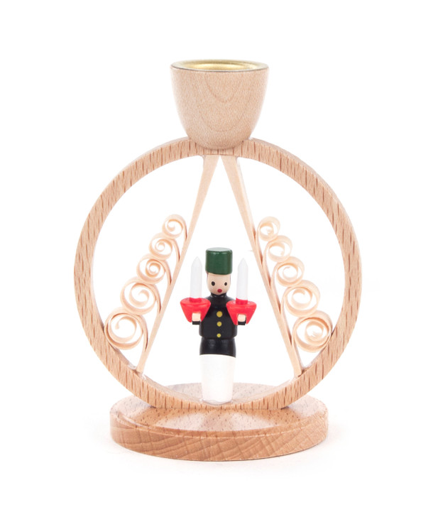 Black Painted Miner Under A Shaved Tree Candleholder – wooden candleholder by Volker & Heiko Flath