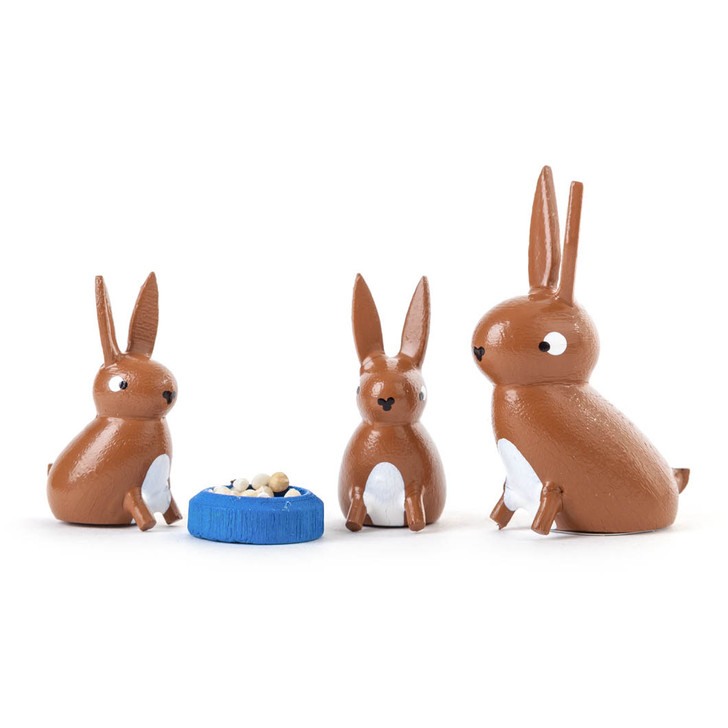 Wooden Bunny Family German Figurine Set - 4 Piece Set – Christmas ornament by Karl-Heinz Bilz