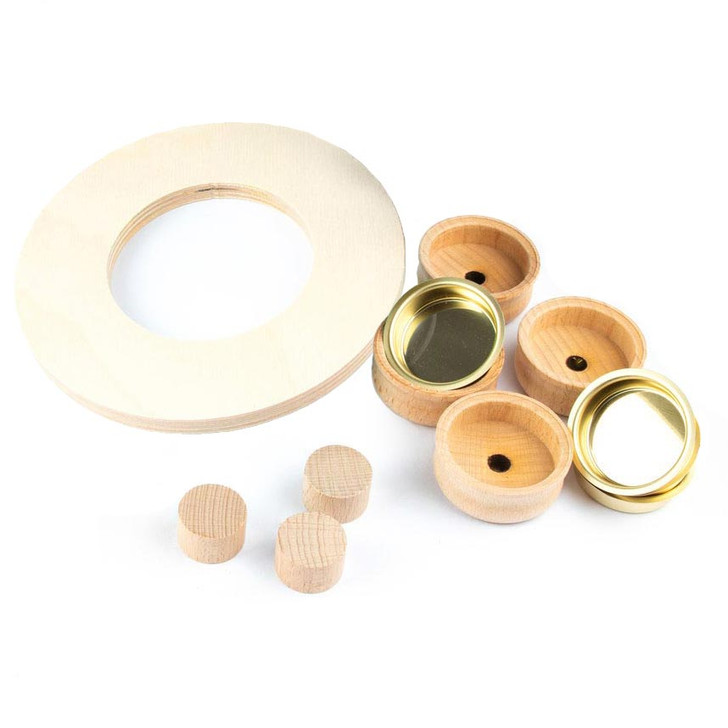 Table Candle Ring Kit | Unfinished Kit – side view of the wooden candleholder