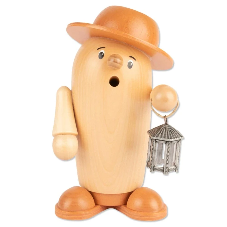 Rudi the Incense Burner - Holding Lantern in Natural and Gray – German Christmas smoker by Holzwaren Egermann